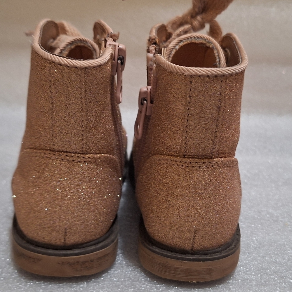 Rose Gold Glitter Boots with Side Zipper - Picture 6 of 7